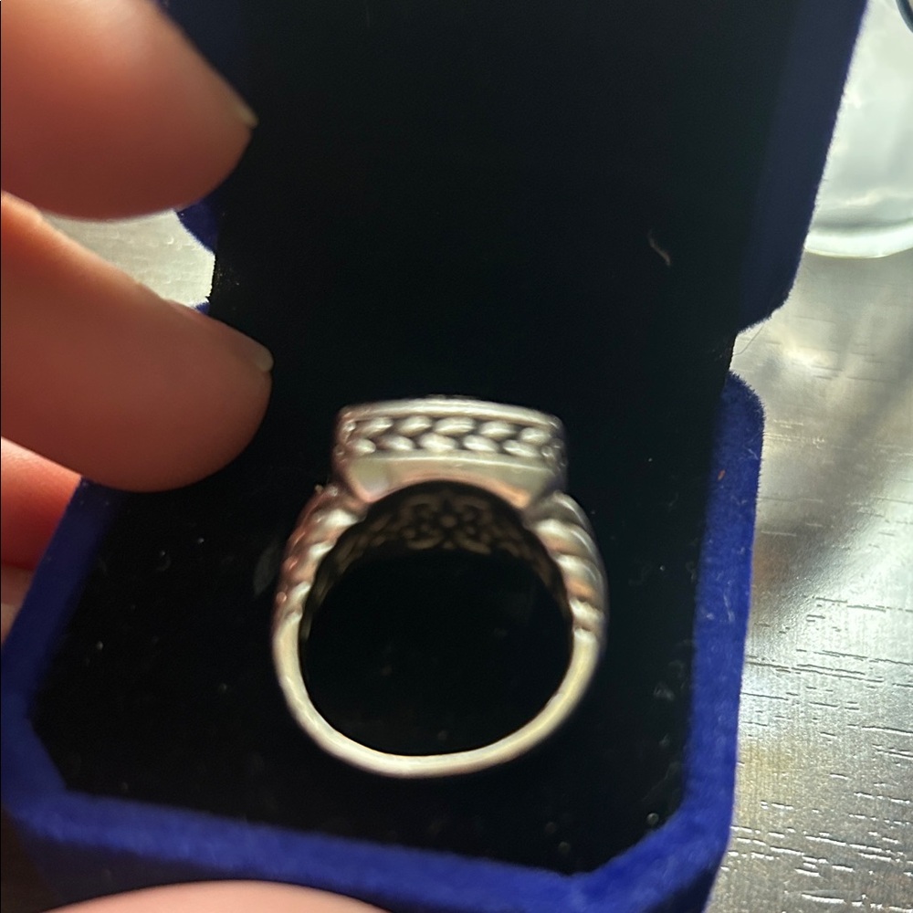 Silver Ring With Square Gemstone - image 3